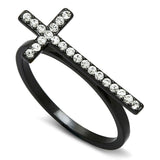 TIN Cobalt Black Brass Ring with Top Grade Crystal  in Clear