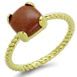 Gold Brass Ring with Synthetic Cat Eye in Brown