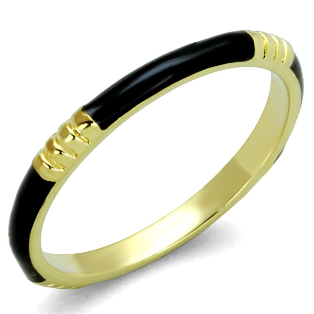 Gold Brass Ring with Epoxy  in Jet