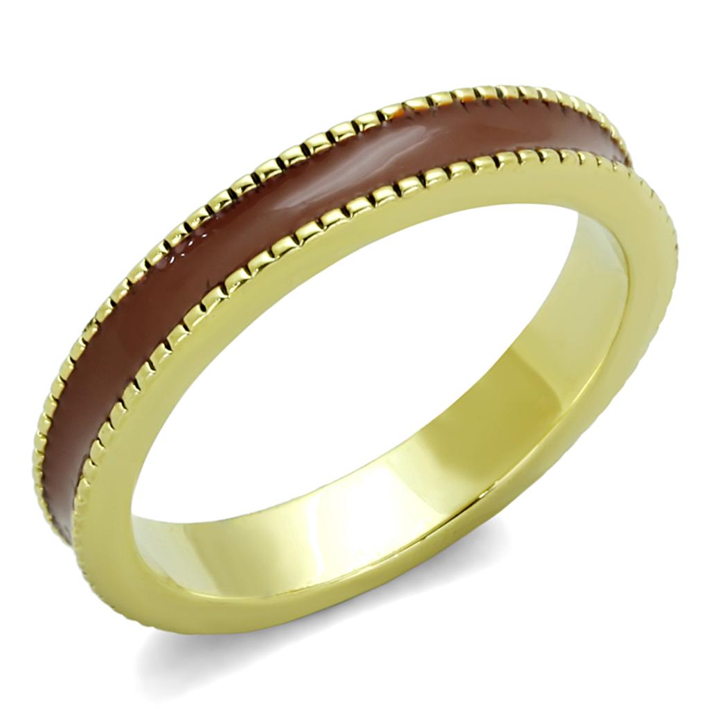 Gold Brass Ring with Epoxy  in Brown