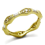 Gold Brass Ring with AAA Grade CZ  in Clear