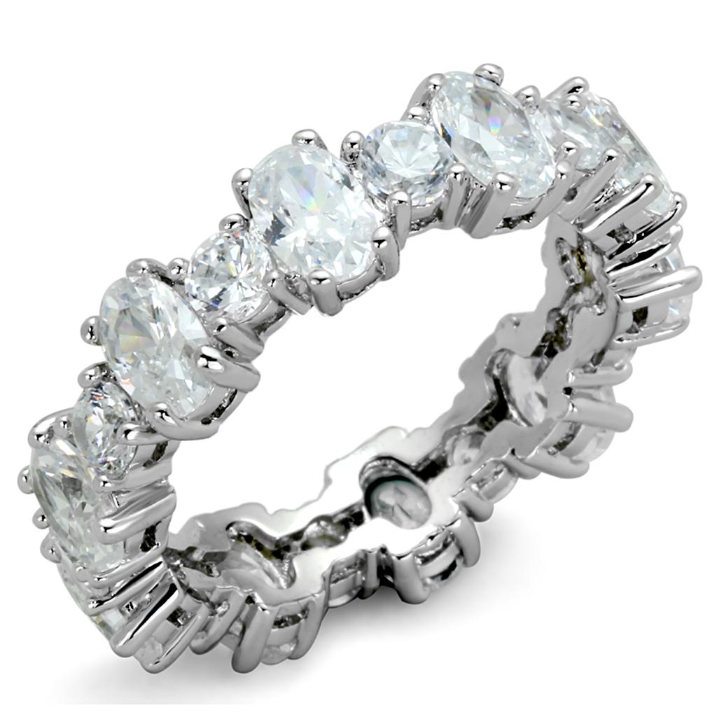 Rhodium Brass Ring with AAA Grade CZ  in Clear