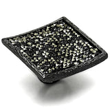 TIN Cobalt Black Brass Ring with Top Grade Crystal  in Light Gray