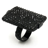 TIN Cobalt Black Brass Ring with Top Grade Crystal  in Hematite
