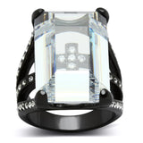 TIN Cobalt Black Brass Ring with AAA Grade CZ  in Clear