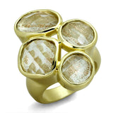 Gold & Brush Brass Ring with Synthetic Synthetic Rutile in Topaz