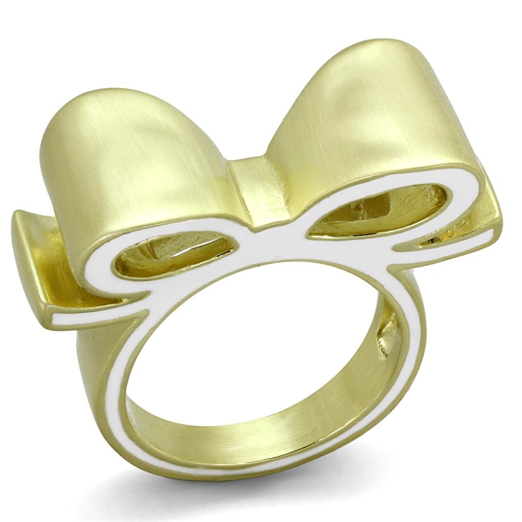 Gold & Brush Brass Ring with Epoxy  in White