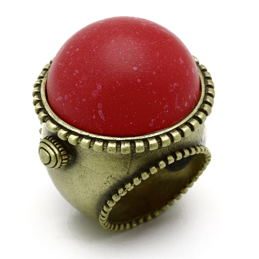 Antique Copper Brass Ring with Synthetic Synthetic Stone in Siam