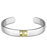 Reverse Two-Tone White Metal Bangle with Top Grade Crystal  in Clear