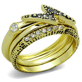 Gold Brass Ring with Top Grade Crystal  in Clear
