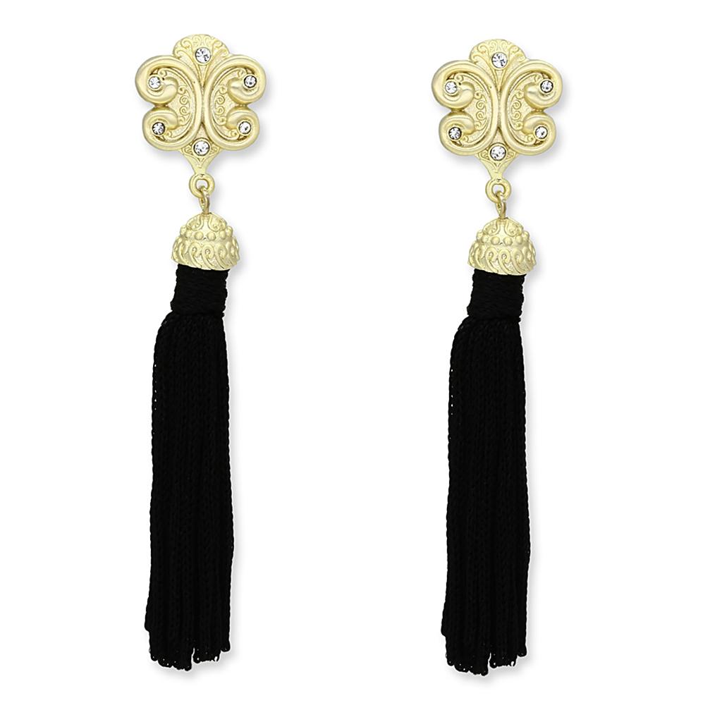 Gold & Brush Brass Earrings with Top Grade Crystal  in Clear