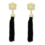 Gold & Brush Brass Earrings with Top Grade Crystal  in Clear