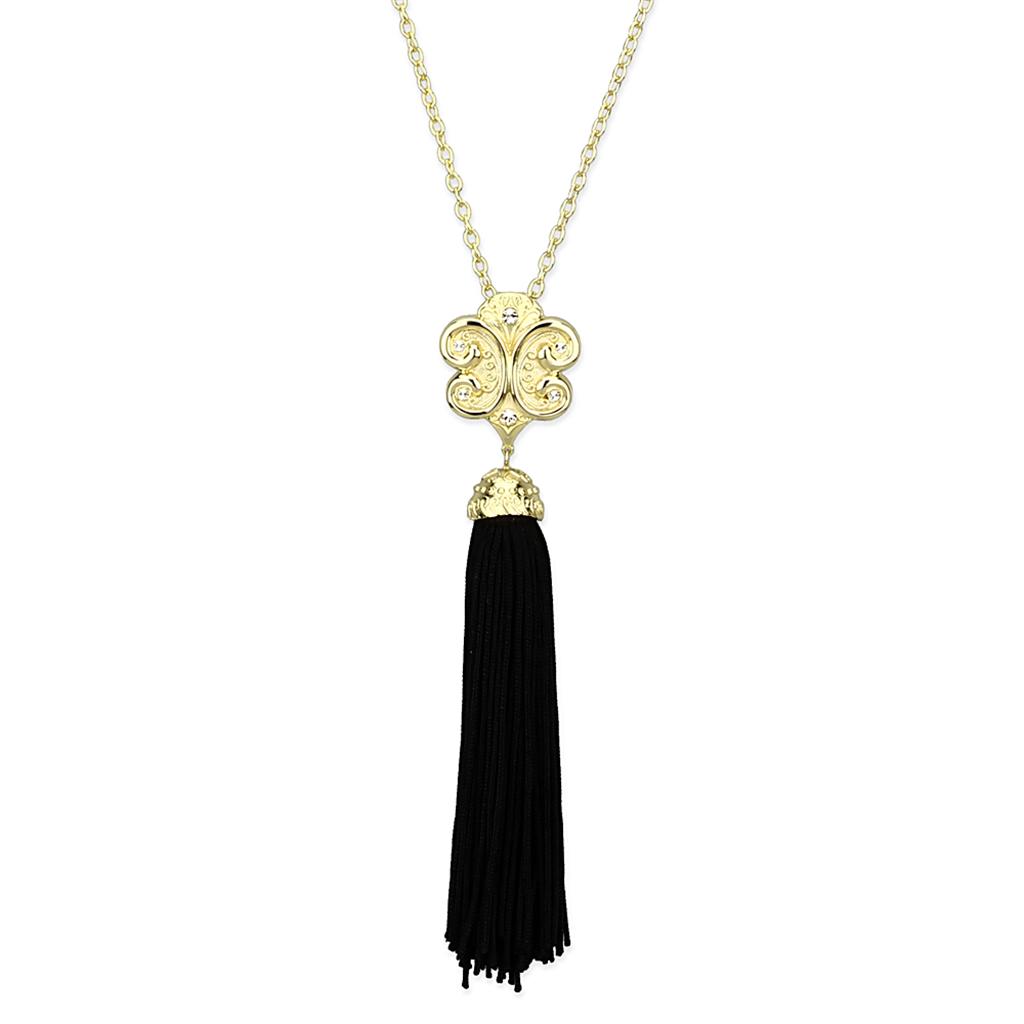 Gold & Brush Brass Chain Pendant with Top Grade Crystal  in Clear