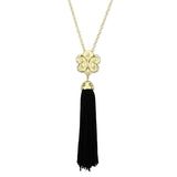 Gold & Brush Brass Chain Pendant with Top Grade Crystal  in Clear