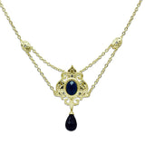 Gold & Brush Brass Chain Pendant with Synthetic Synthetic Glass in Montana