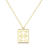 Gold Brass Chain Pendant with Epoxy  in White