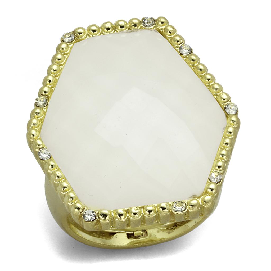 Gold & Brush Brass Ring with Synthetic Synthetic Stone in Clear