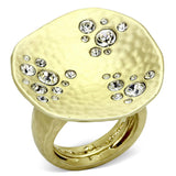 Gold & Brush Brass Ring with Top Grade Crystal  in Clear