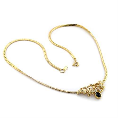 Gold Brass Necklace with Top Grade Crystal  in Black Diamond