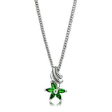 LO3720 Rhodium Brass Chain Pendant with Synthetic in Emerald