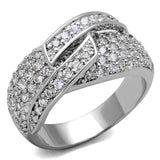 Rhodium Brass Ring with AAA Grade CZ  in Clear