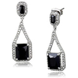 Rhodium Brass Earrings with AAA Grade CZ  in Jet