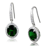 Rhodium Brass Earrings with Synthetic Synthetic Glass in Emerald