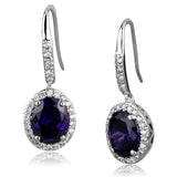 Rhodium Brass Earrings with AAA Grade CZ  in Amethyst