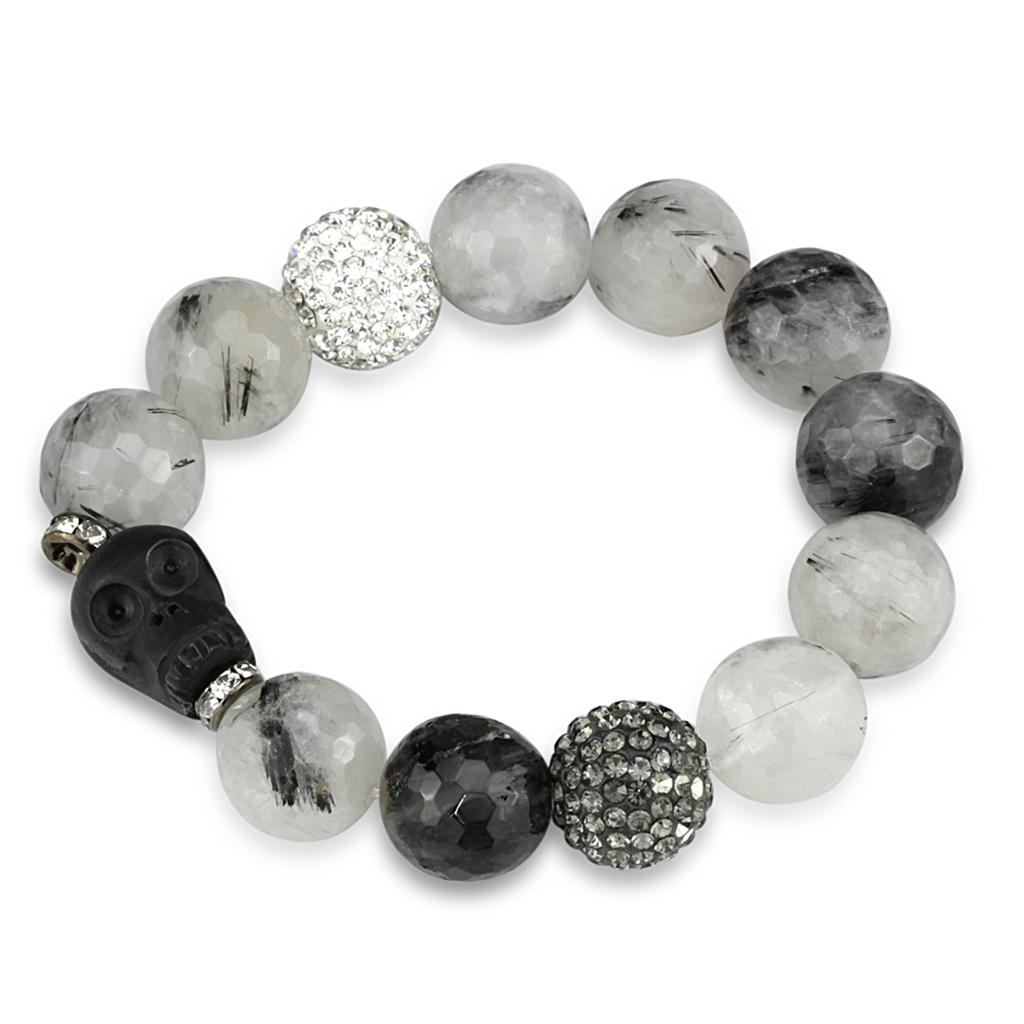 Ruthenium Brass Bracelet with Synthetic Onyx in Multi Color