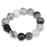 Ruthenium Brass Bracelet with Synthetic Onyx in Multi Color