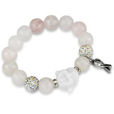 Antique Silver White Metal Bracelet with Synthetic Onyx in Light Rose