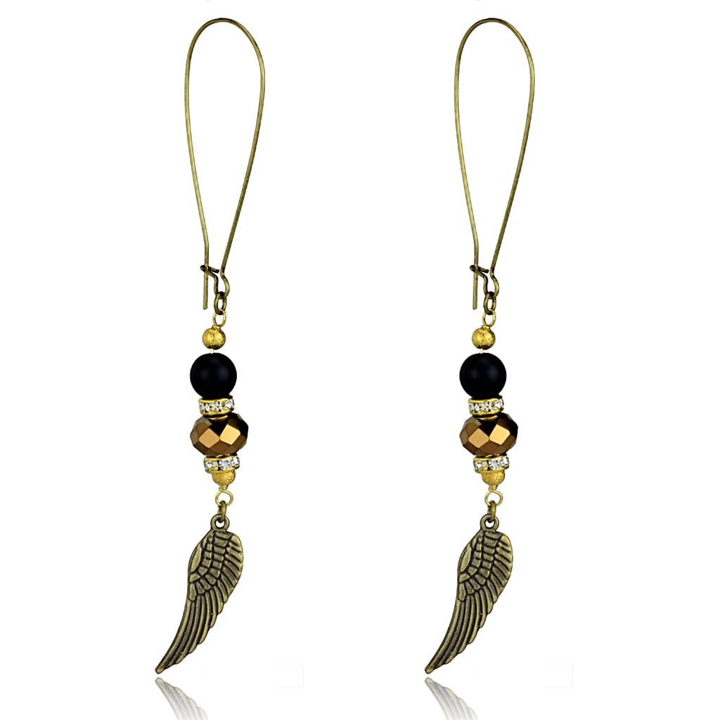 Antique Copper White Metal Earrings with Synthetic Synthetic Stone in Multi Color