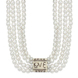 Antique Silver White Metal Necklace with Synthetic Glass Bead in White
