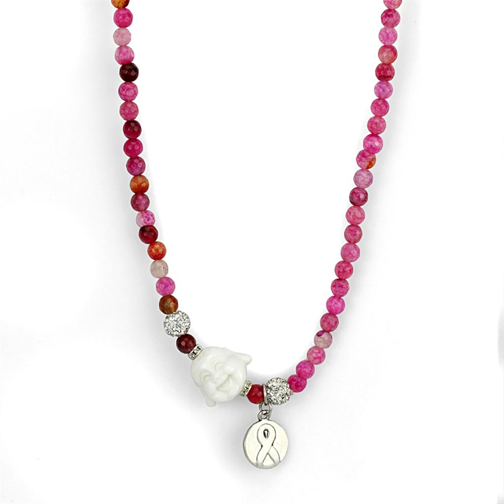 Antique Silver White Metal Necklace with Synthetic Glass Bead in Multi Color