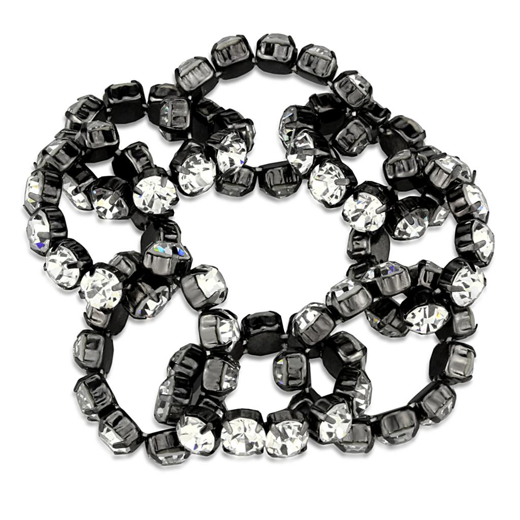 Ruthenium Brass Bracelet with Top Grade Crystal  in Clear