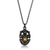TIN Cobalt Black Brass Chain Pendant with Top Grade Crystal  in Citrine Yellow