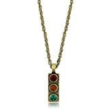 Antique Copper Brass Chain Pendant with Top Grade Crystal  in Multi Color