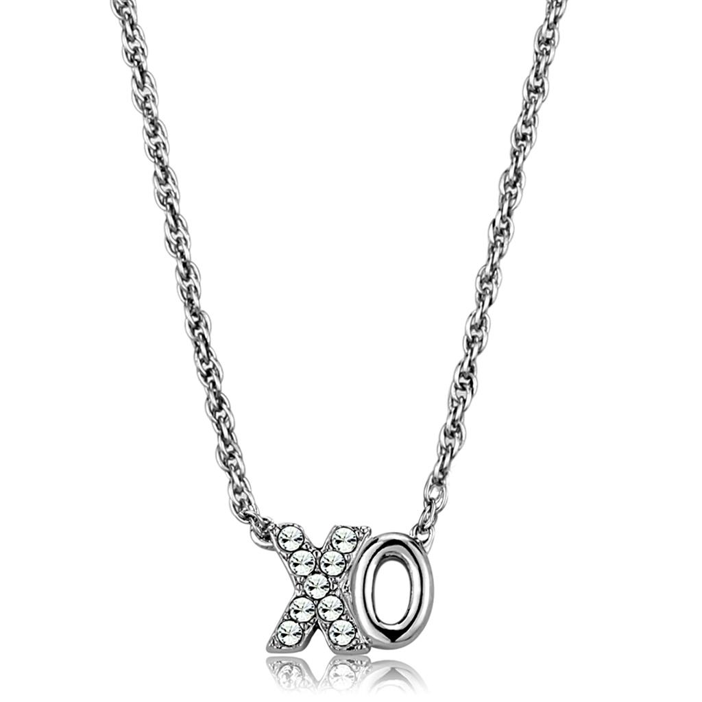 Rhodium Brass Necklace with Top Grade Crystal  in Clear