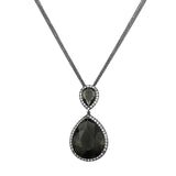 TIN Cobalt Black Brass Chain Pendant with Synthetic Synthetic Glass in Black Diamond