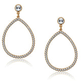 Rose Gold Brass Earrings with Top Grade Crystal  in Clear