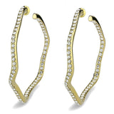 IP Gold(Ion Plating) Brass Earrings with Top Grade Crystal  in Clear