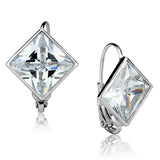 Rhodium Brass Earrings with AAA Grade CZ  in Clear