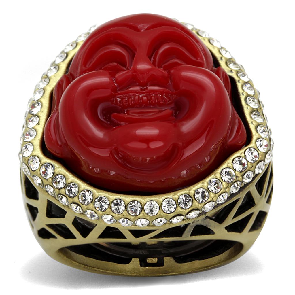Antique Copper Brass Ring with Synthetic Synthetic Stone in Siam