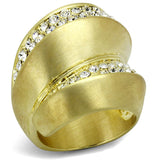 Gold & Brush Brass Ring with Top Grade Crystal  in Clear