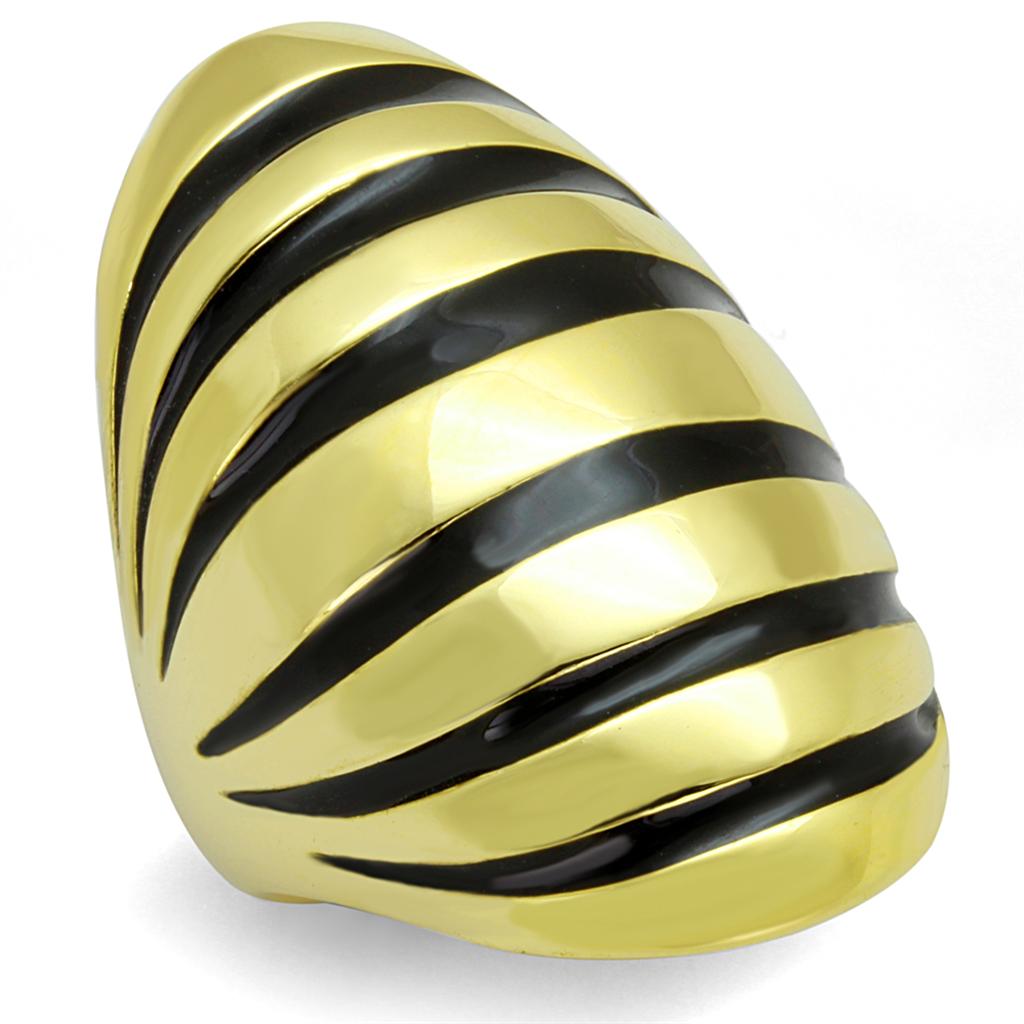 Gold Brass Ring with Epoxy  in Jet