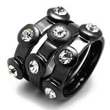 TIN Cobalt Black Brass Ring with Top Grade Crystal  in Clear