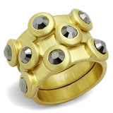 Gold & Brush Brass Ring with Top Grade Crystal  in Hematite