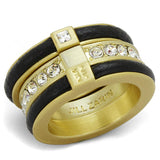 Gold & Brush Brass Ring with Top Grade Crystal  in Clear