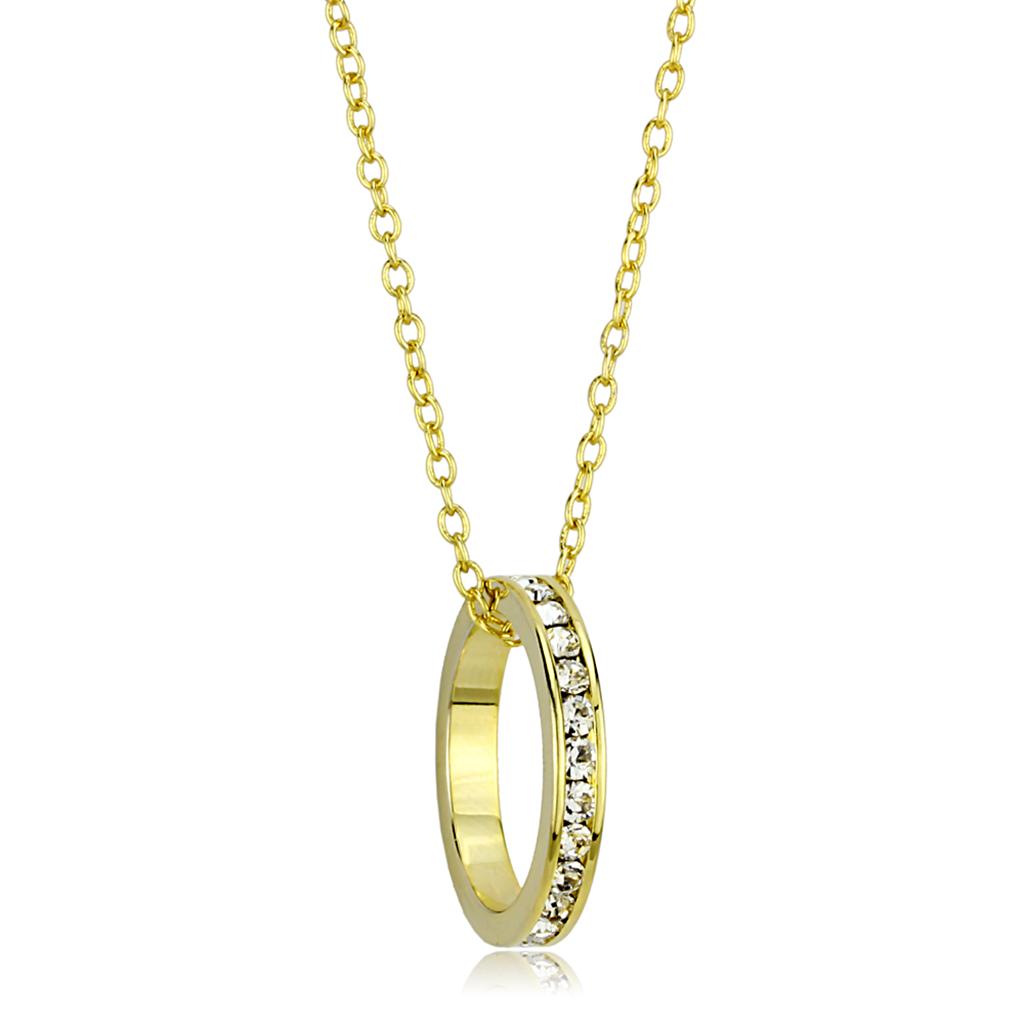 Gold Brass Chain Pendant with Top Grade Crystal  in Clear