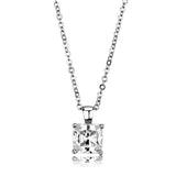 Rhodium Brass Chain Pendant with AAA Grade CZ  in Clear